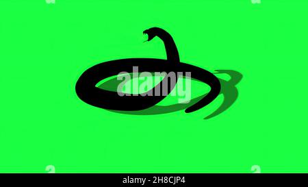 Illustrazione 3d - silhouette Piton Snake con sfondo verde Foto Stock