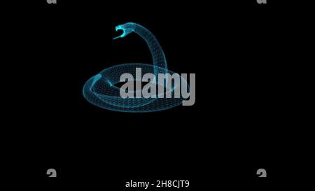 Illustrazione 3d - Snake in stile Hologram Wireframe Foto Stock