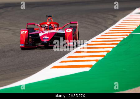 27 Dennis Jake (gbr), Avalanche Andretti Formula e, BMW IFE.21, in azione durante i test pre-stagione del Campionato del mondo FIA Formula e 2021-22, sul circuito Ricardo Tormo dal 28 novembre al 2 dicembre 2021 a Valencia, Spagna - Foto: Joao Filipe/DPPI/LiveMedia Foto Stock