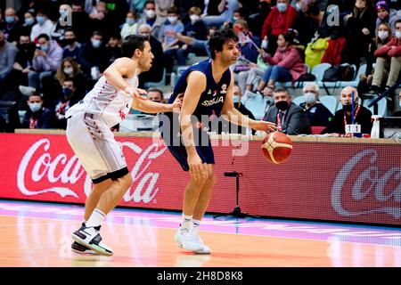 MILOS TEODOSIC (4) della Serbia durante la FIBA Basketball World Cup 2023, European Qualifiers, 1° turno Gruppo A Basketball match tra Belgio e Serbia il 28 novembre 2021 alla Mons Arena di Mons, Belgio - Foto Ann-Dee Lamour / CDP MEDIA / DPPI Foto Stock