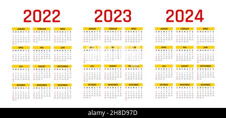 calendario 2022 2023 2024 2025 e quotidiano settimanale calendario  personale planner modello in stile classico stretto. Calendario mensile  programma individuale mi Immagine e Vettoriale - Alamy