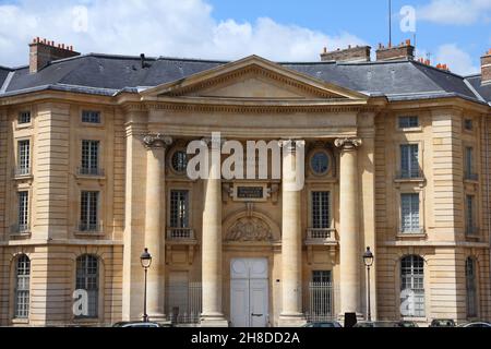 Istruzione a Parigi, Francia. Edificio dell'Università della Sorbona. Facoltà di giurisprudenza. Foto Stock