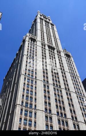 NEW YORK, Stati Uniti d'America - luglio 6, 2013: Woolworth Building vista esterna in New York. Woolworth Building era il più alto del mondo dal 1913 al 1930. Foto Stock