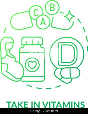 Prendere in vitamine verde gradiente concetto icona Illustrazione Vettoriale