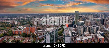 Vista aerea della città di Manchester nel Regno Unito Foto Stock