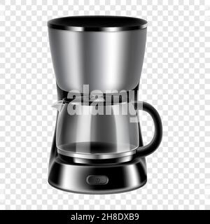 Macchina da caffè realistica isolata su sfondo trasparente, , macchina da caffè illustrazione vettoriale 3d. Illustrazione Vettoriale