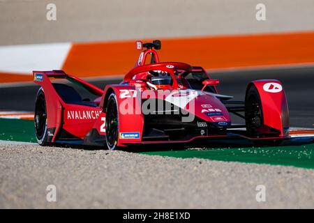 27 Dennis Jake (gbr), Avalanche Andretti Formula e, BMW IFE.21, in azione durante i test pre-stagione del Campionato del mondo FIA Formula e 2021-22, sul circuito Ricardo Tormo dal 28 novembre al 2 dicembre 2021 a Valencia, Spagna - Foto: Joao Filipe/DPPI/LiveMedia Foto Stock