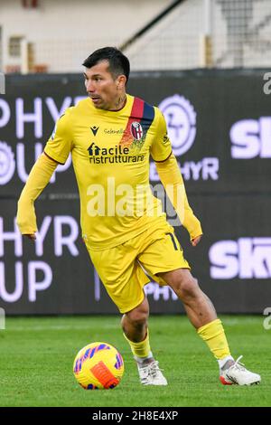 La Spezia, Italia. 28 novembre 2021. Gary Medel (Bologna) durante la Spezia Calcio vs Bologna FC, Serie italiana di calcio A Match a la Spezia, Italia, Novembre 28 2021 Credit: Agenzia fotografica indipendente/Alamy Live News Foto Stock