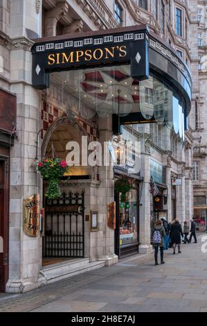 Simpsons ristorante, The Strand, Londra. Foto Stock