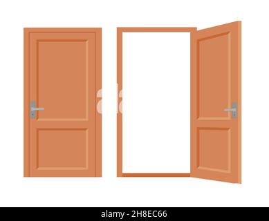 Illustrazione vettoriale delle porte aperte e chiuse. EPS 10 Illustrazione Vettoriale
