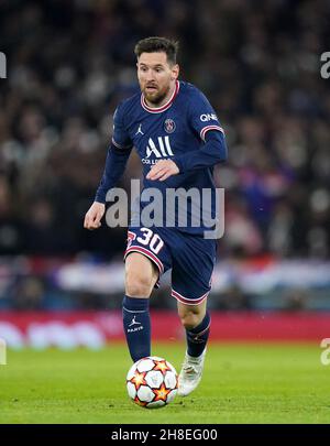 Foto del file datata 24-11-2021 del Lionel messi di Parigi Saint-Germain che ha vinto per la settima volta il Ballon d’Or maschile, ha annunciato France Football. Data di emissione: Lunedì 29 novembre 2021. Foto Stock