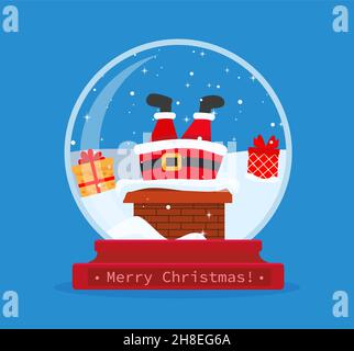 Il globo della neve di Natale con babbo natale all'interno. Buon Natale. Festeggiamo l'anno nuovo e il natale. Illustrazione vettoriale in stile piatto EPS 10 Illustrazione Vettoriale