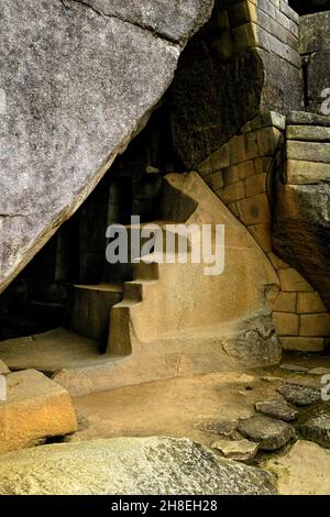 Tomba reale sotto il Tempio del Sole a Machu Picchu, la 'Città perduta' di Incas Foto Stock