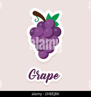 Carino vettore adesivo frutta uva icone. Stile piatto. EPS 10 Illustrazione Vettoriale