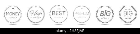 Money back grigio alloro wreath set etichetta Illustrazione Vettoriale