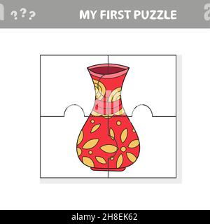 Forme di vaso - pezzi di seghetto. Puzzle gioco per bambini. Il mio primo puzzle Illustrazione Vettoriale