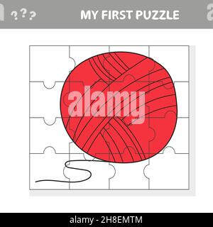 Puzzle con filo. Puzzle didattico visivo per bambini. Il mio primo puzzle Illustrazione Vettoriale
