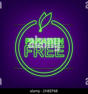 Etichetta verde senza paraben. Simbolo, segno. Simbolo biologico, biologico, ecologico. Illustrazione del prodotto naturale del materiale vettoriale Illustrazione Vettoriale