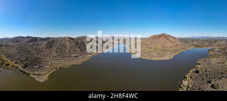 Vista aerea del lago Hodges e Bernardo Mountain, San Diego County, California, USA Foto Stock