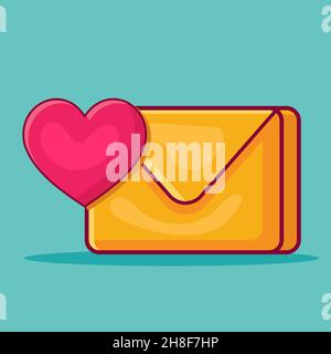 simbolo della lettera d'amore illustrazione vettoriale isolata in stile piatto Illustrazione Vettoriale