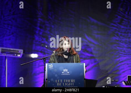 Berlino, Germania. 28 novembre 2021. Berlino: Attrice Iris Berben sul palco. (Foto di Simone Kuhlmey/Pacific Press) Credit: Pacific Press Media Production Corp./Alamy Live News Foto Stock