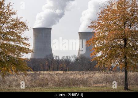 Montgomery County, Pennsylvania, U.S.A – 19 novembre 2021 - una vista della Limerick Generating Station si trova a nord-ovest di Philadelphia, Pennsylva Foto Stock