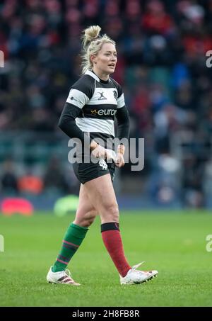 Londra, Regno Unito. 27 novembre 2021. La caccia Natasha dei barbari è vista durante la partita di rugby Killik Cup internazionale delle donne tra le donne barbariche e la XV delle donne Springbok al Twickenham Stadium. I barbari hanno vinto il gioco con un punteggio finale di 60-5. Credit: SOPA Images Limited/Alamy Live News Foto Stock