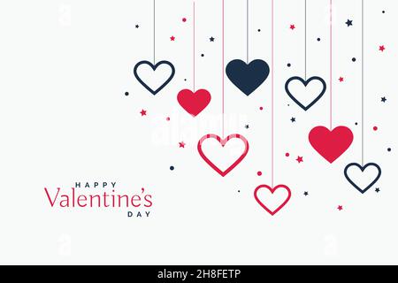 Elegante appesi cuori sfondo per il giorno di san valentino Illustrazione Vettoriale