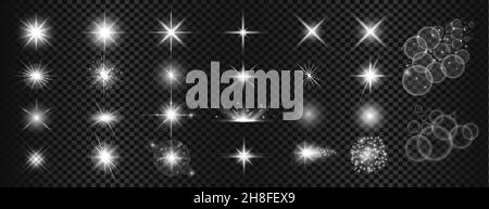 grande set di scintille bianche e luce parassita dell'obiettivo Illustrazione Vettoriale