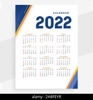 modello di design moderno di calendario del nuovo anno in stile business 2022 Illustrazione Vettoriale