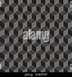 Schema di cubi 3D geometrico nero. Sfondo astratto. Illustrazione Vettoriale