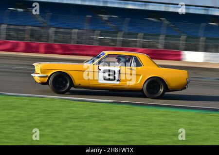 Peter Hallford, Ford Mustang, HRDC Jack Sears Trophy, per 1958 a 1966 vetture Touring, 45 minuti di corsa con pit stop obbligatorio, Motor Racing Foto Stock