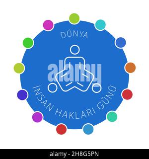 Giornata internazionale dei diritti umani. Lingua turca. Illustrazione vettoriale. Illustrazione Vettoriale