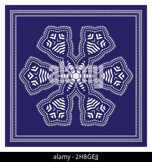 Bandana Shawl, stampa tessuto tovaglia, sciarpa collo di seta, fazzoletto design, ornamento Paisley, Modello quadrato Foto Stock