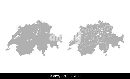 Illustrazione del profilo del set di mappe per la Svizzera. Scorta Foto Stock