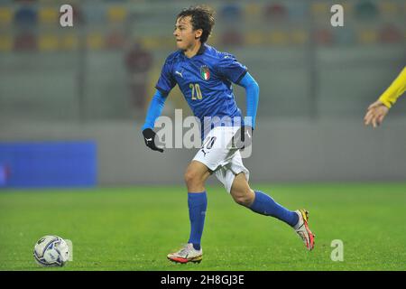 Emanuel Vignato Italia giocatore U21, durante la partita amichevole tra Italia vs Romania risultato finale 4-2, partita disputata allo stadio Benito Stirpe di Fr Foto Stock