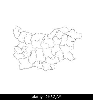 Mappa blu della Bulgaria su sfondo bianco Foto Stock