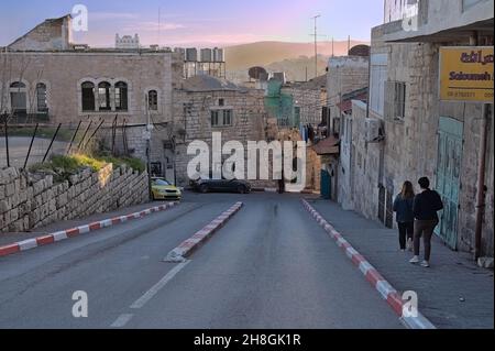Vista sulla strada a Betlemme, Palestina Foto Stock
