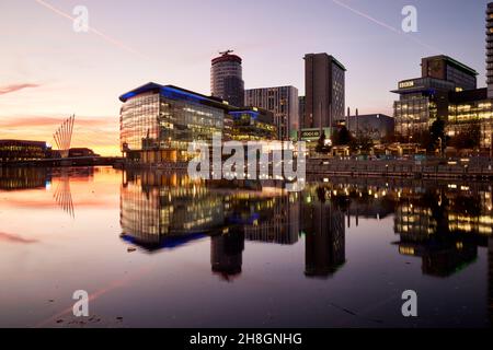 Salford Quays manchester Ship Canal, North Bay, MediaCityUK Waterfront BBC Quay House, Dock10 Studio, Piazza Foto Stock