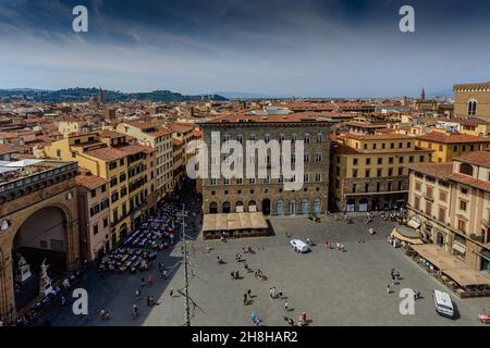 Piazza della Signoria panoramica. Firenze. Italia. Foto Stock