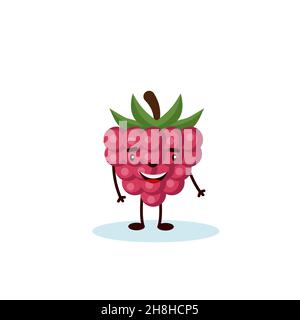 raspberry carino personaggio, illustrazione per bambini in stile cartone animato isolato su sfondo bianco Illustrazione Vettoriale