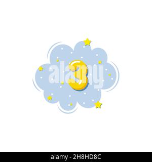 Cartoon colorato 1 numeri per bambini, per biglietti d'auguri.illustrazione vettoriale. esp 10 Illustrazione Vettoriale