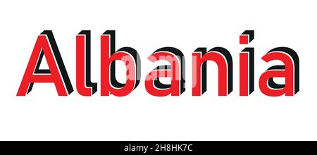 Realizzato in Albania rosso gomma timbro vettore illustrazione su sfondo bianco Illustrazione Vettoriale