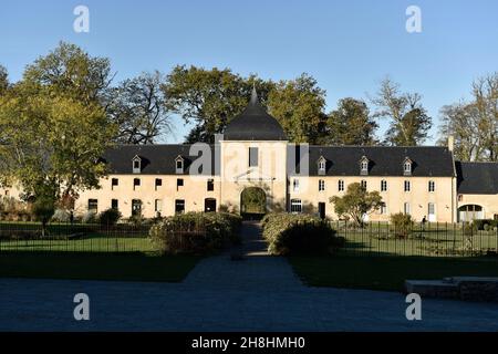 Francia, Calvados, Abbazia di Juaye-Mondaye, l'unica abbazia dell'Ordine Premontre in Francia, fattoria abbaziale Foto Stock