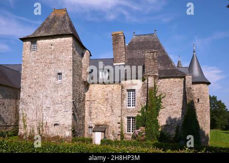 Francia, Morbihan, Plumelec, il castello di Callac, luogo di raduno dei paracadutisti durante la seconda guerra mondiale e la sede alleata durante la battaglia del Saint Marcel Maquis Foto Stock