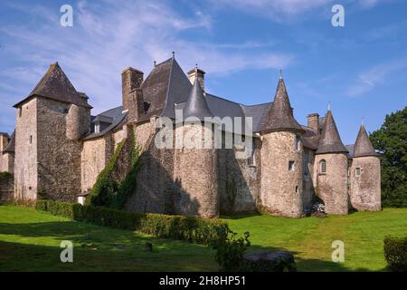 Francia, Morbihan, Plumelec, il castello di Callac, luogo di raduno dei paracadutisti durante la seconda guerra mondiale e la sede alleata durante la battaglia del Saint Marcel Maquis Foto Stock