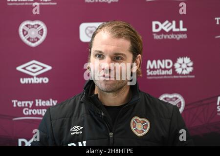 Oriam Edinburgh Scozia .UK . 30 novembre 21 Conferenza stampa Hearts Manager per Celtic Match . Credit: eric mccowat/Alamy Live News Foto Stock