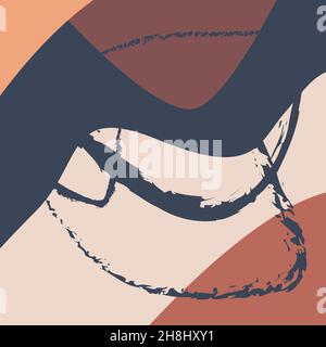 Illustrazione vettoriale con vernici in stile boho. Astratto acquerello forme geometriche di equilibrio, piante, natura, sole, luna. Design per copertina, sociale Illustrazione Vettoriale