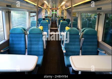 L'interno di una carrozza ferroviaria meridionale. Foto Stock