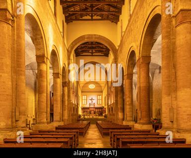 Forlí, ITALIA - 11 NOVEMBRE 2021: La navata della chiesa Basilia San Mercuriale. Foto Stock